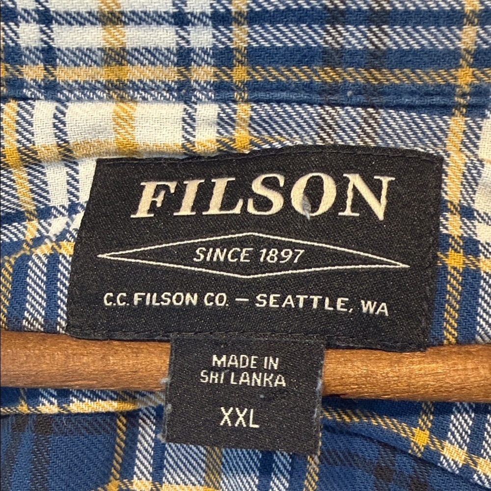 Filson Casual Blue and White Plaid Shirt - Picture 2 of 5